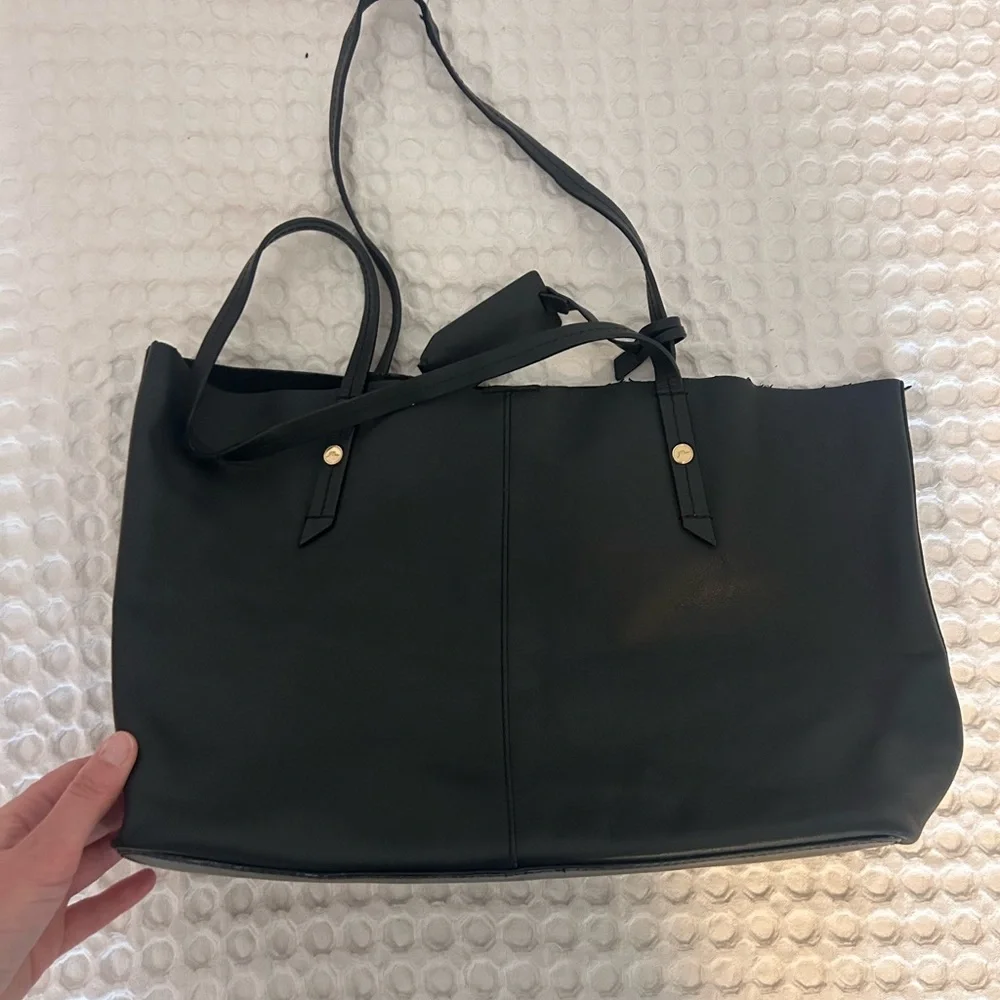 J. Crew Black Genuine Leather Tote Bag